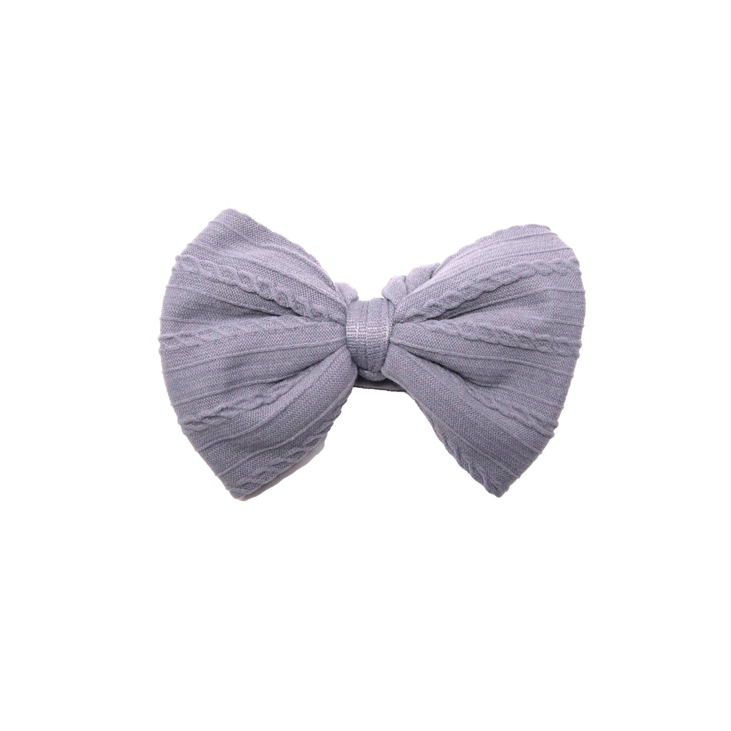 Grey Braid Knit Bow 4"