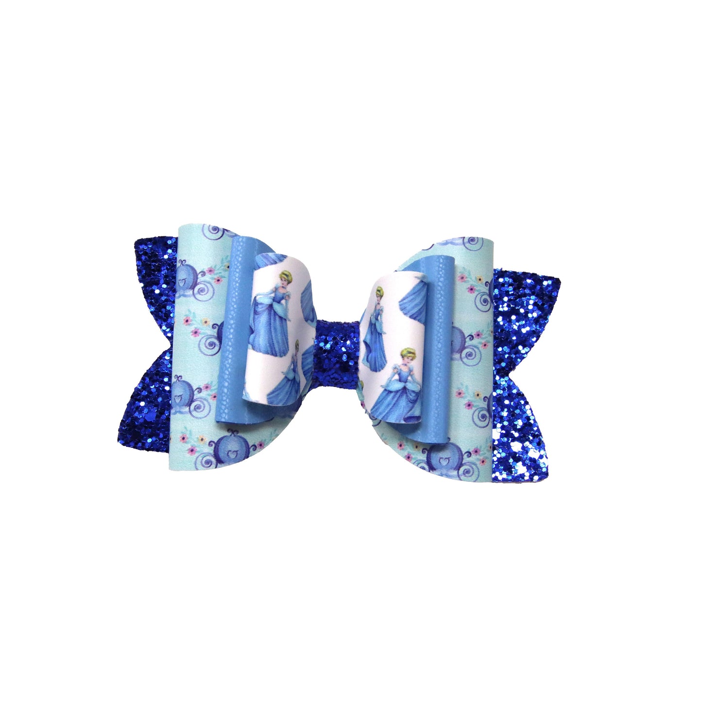 Glass Slipper Princess Triple Diva Bow 4"