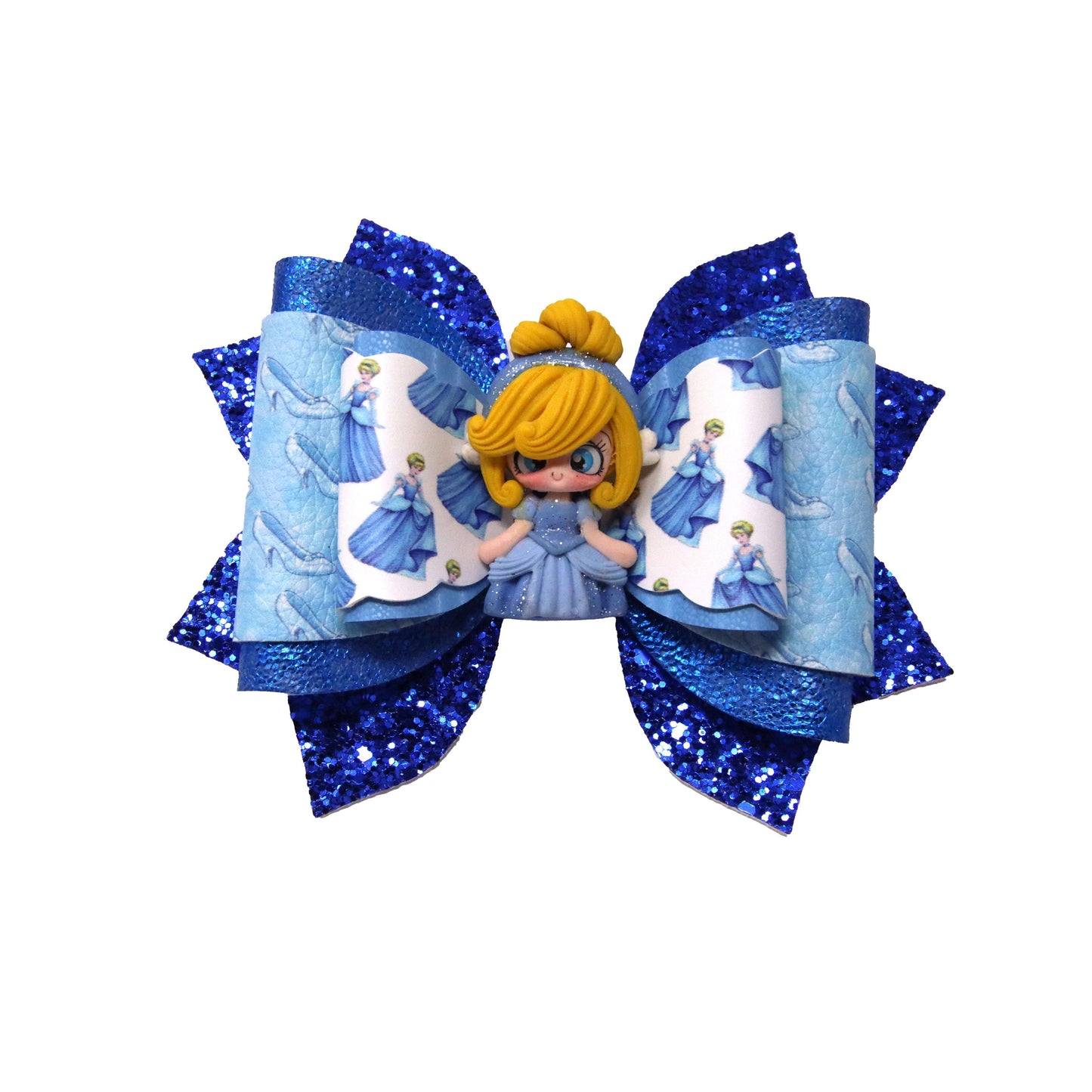 5 inch Glass Slipper Princess Double Dressed-up Elegant Bow with Glass Slipper Princess Clay