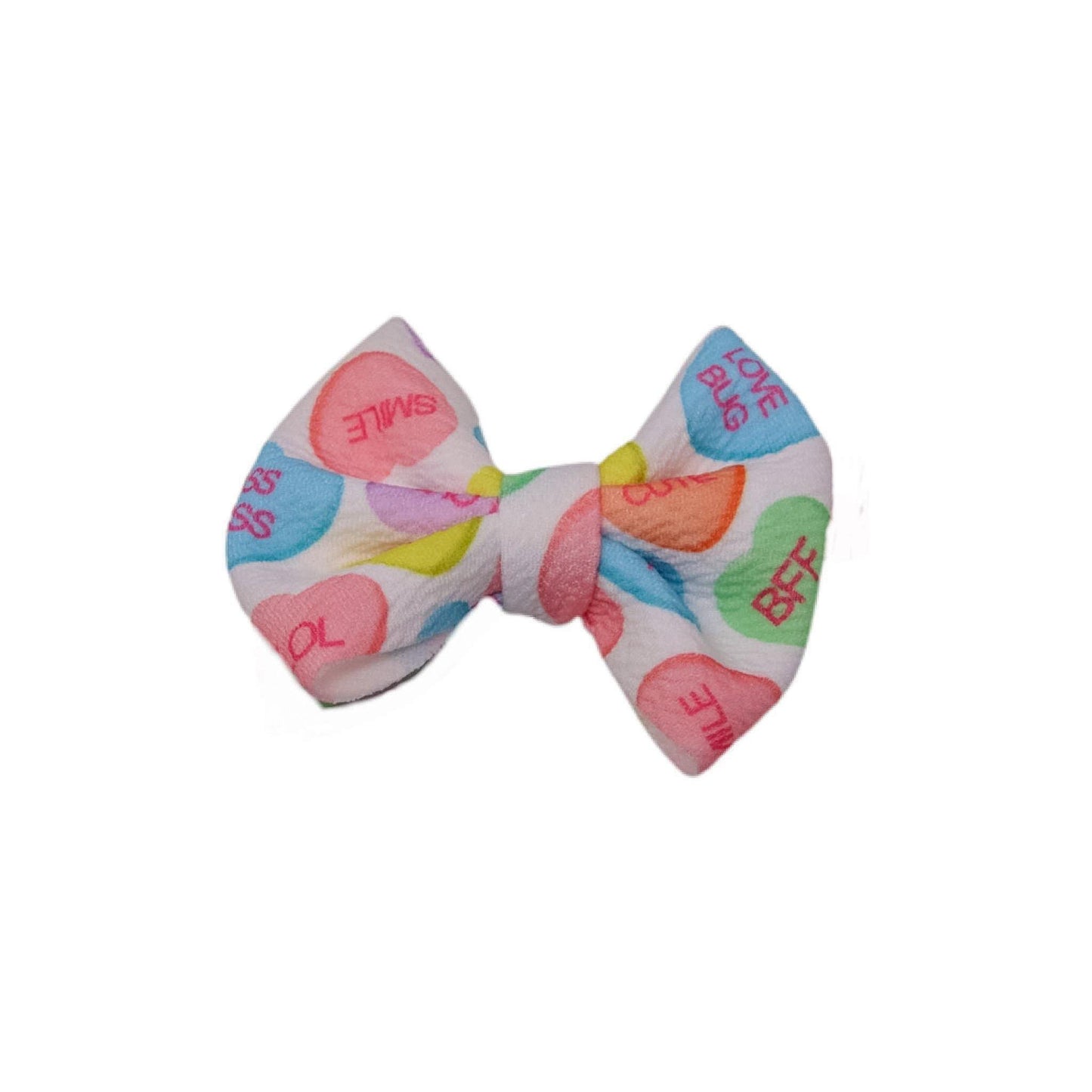 Conversation Hearts Fabric Bow 3"