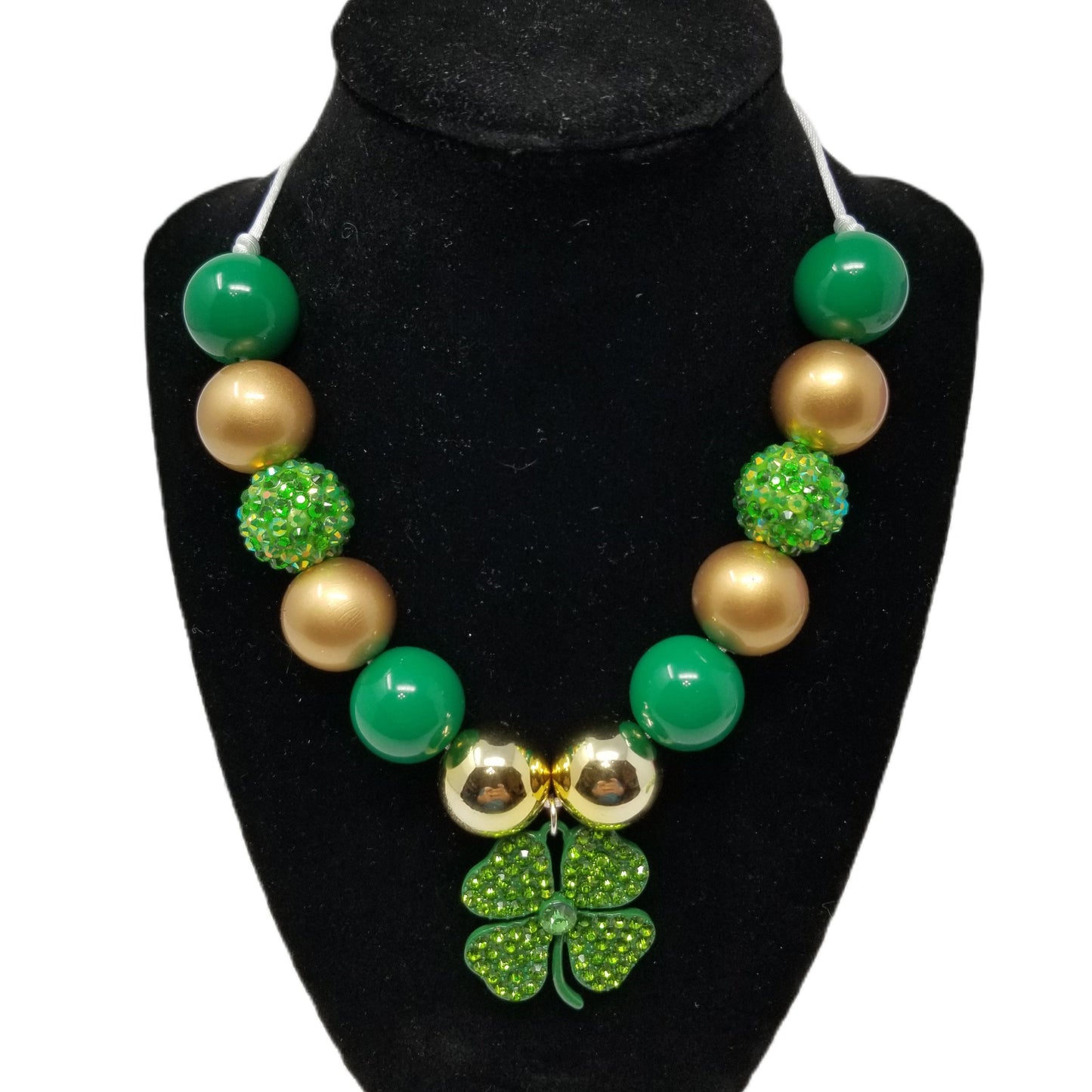 St. Patrick's Bubblegum Necklace with Clover Pendant