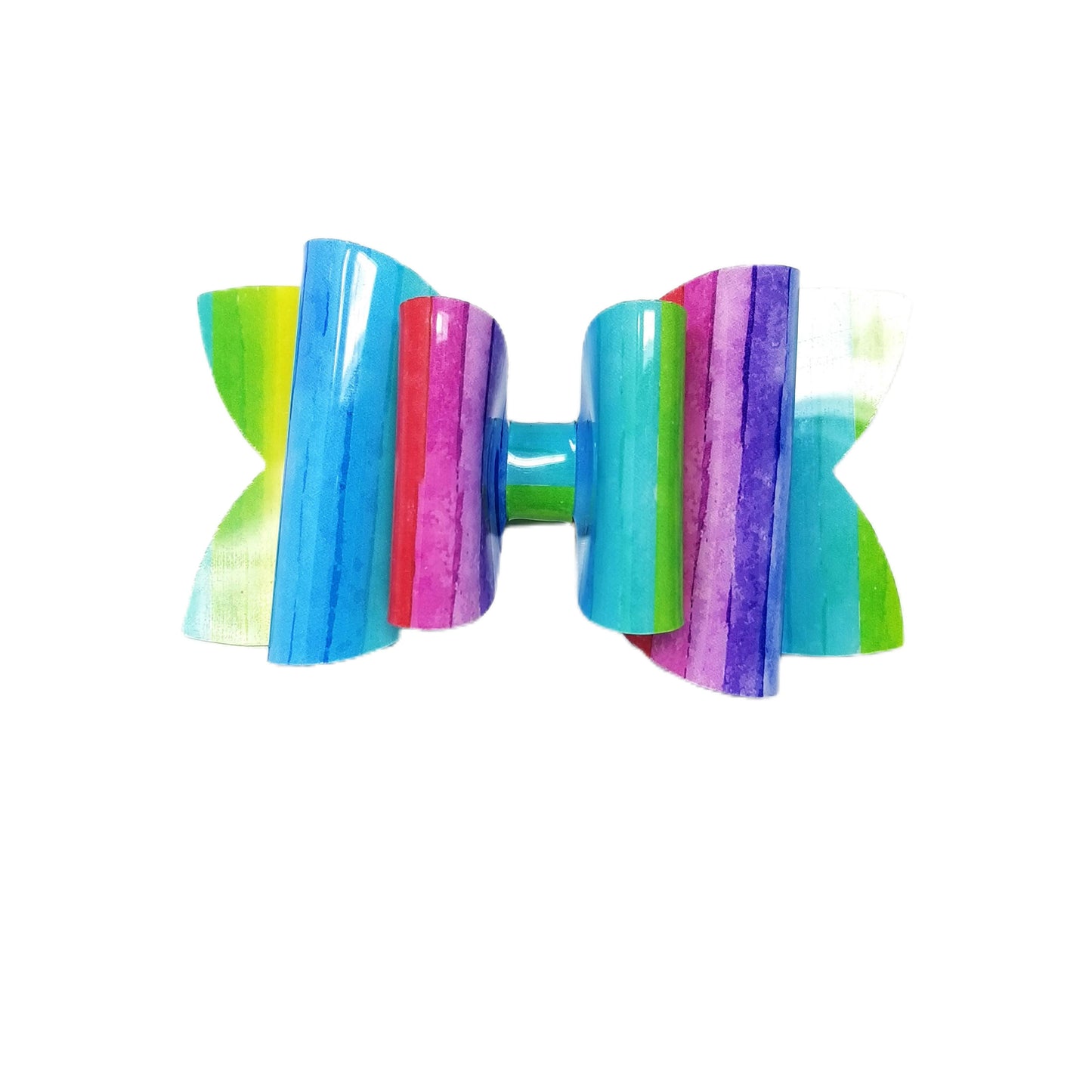 Rainbow Jelly Double Diva Bow 4"