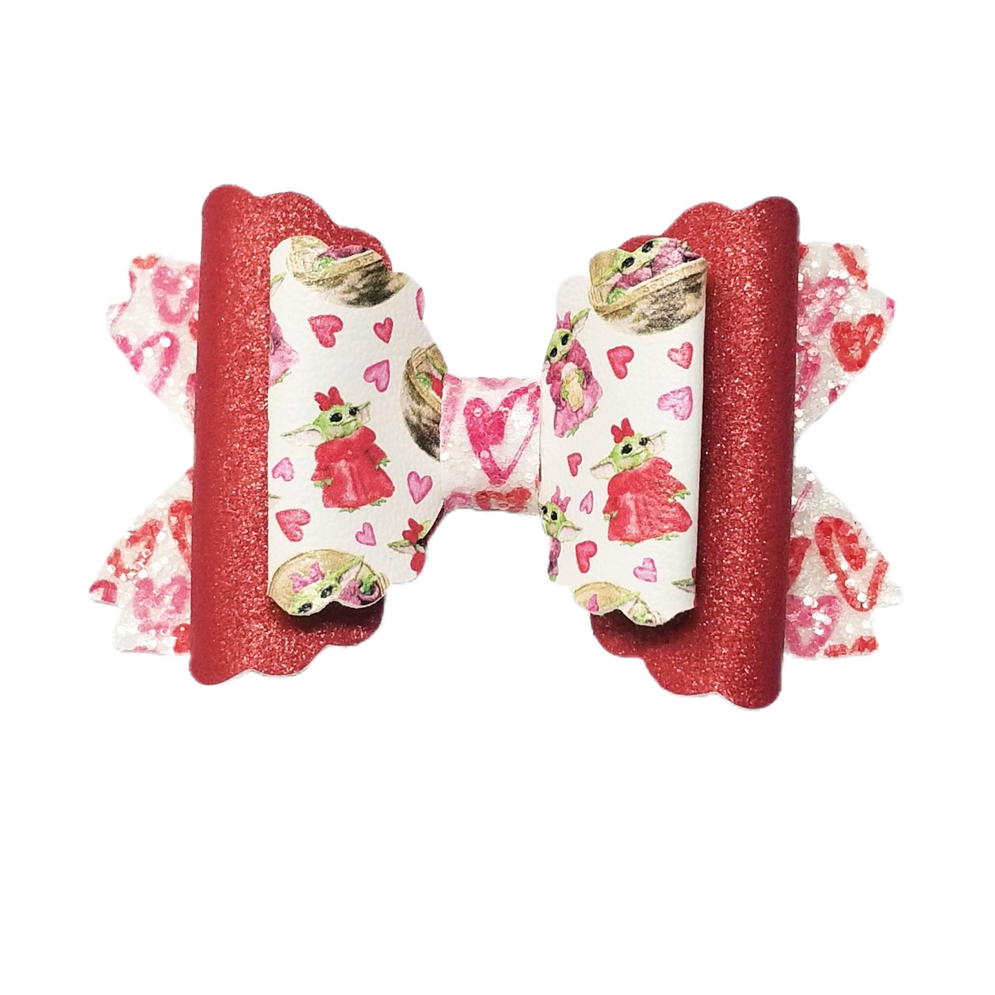 Yoda One for Me Double Scalloped Daisy Bow 4"
