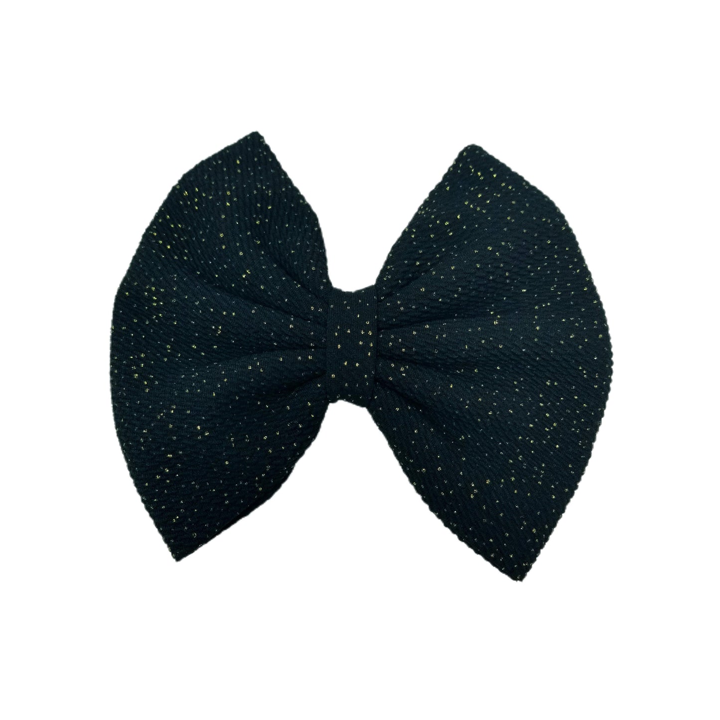 7 inch Gold-flecked Black Fabric Bow