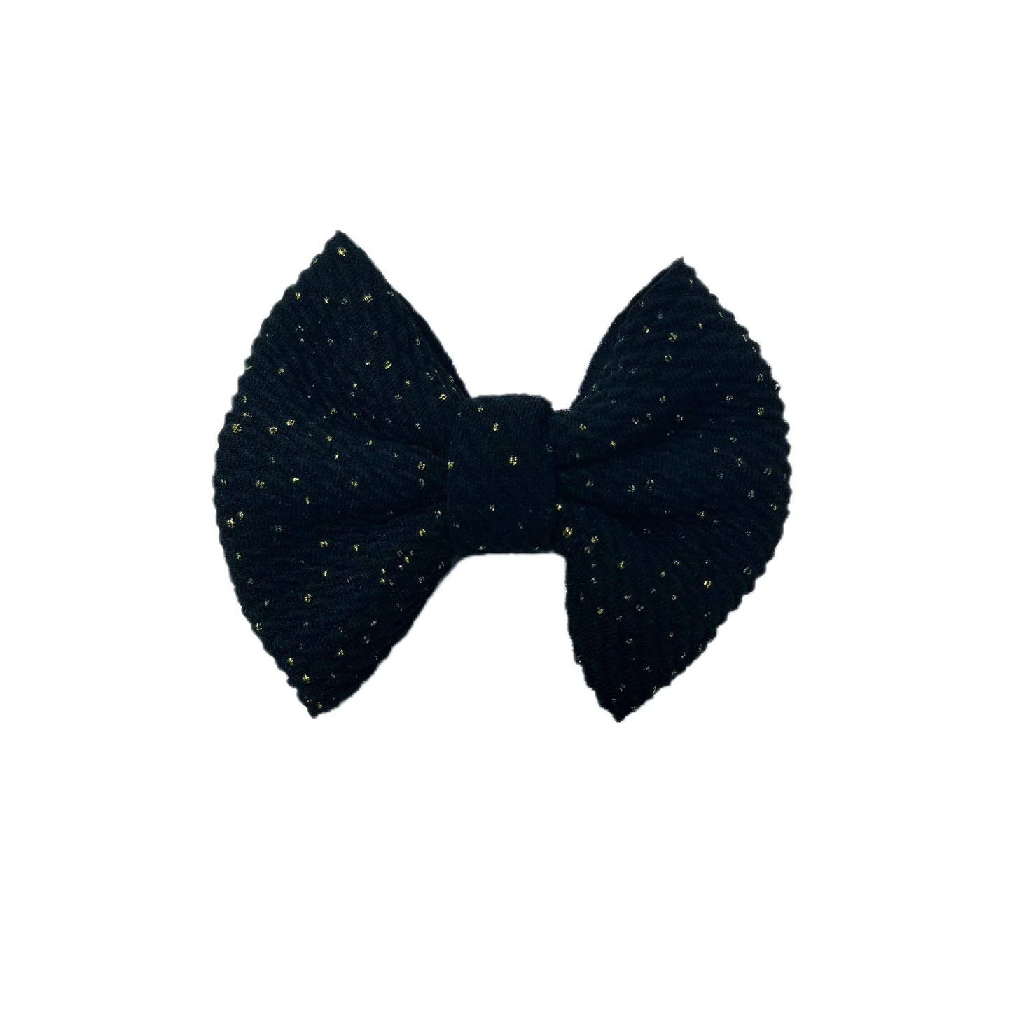 3 inch Gold-flecked Black Fabric Bow