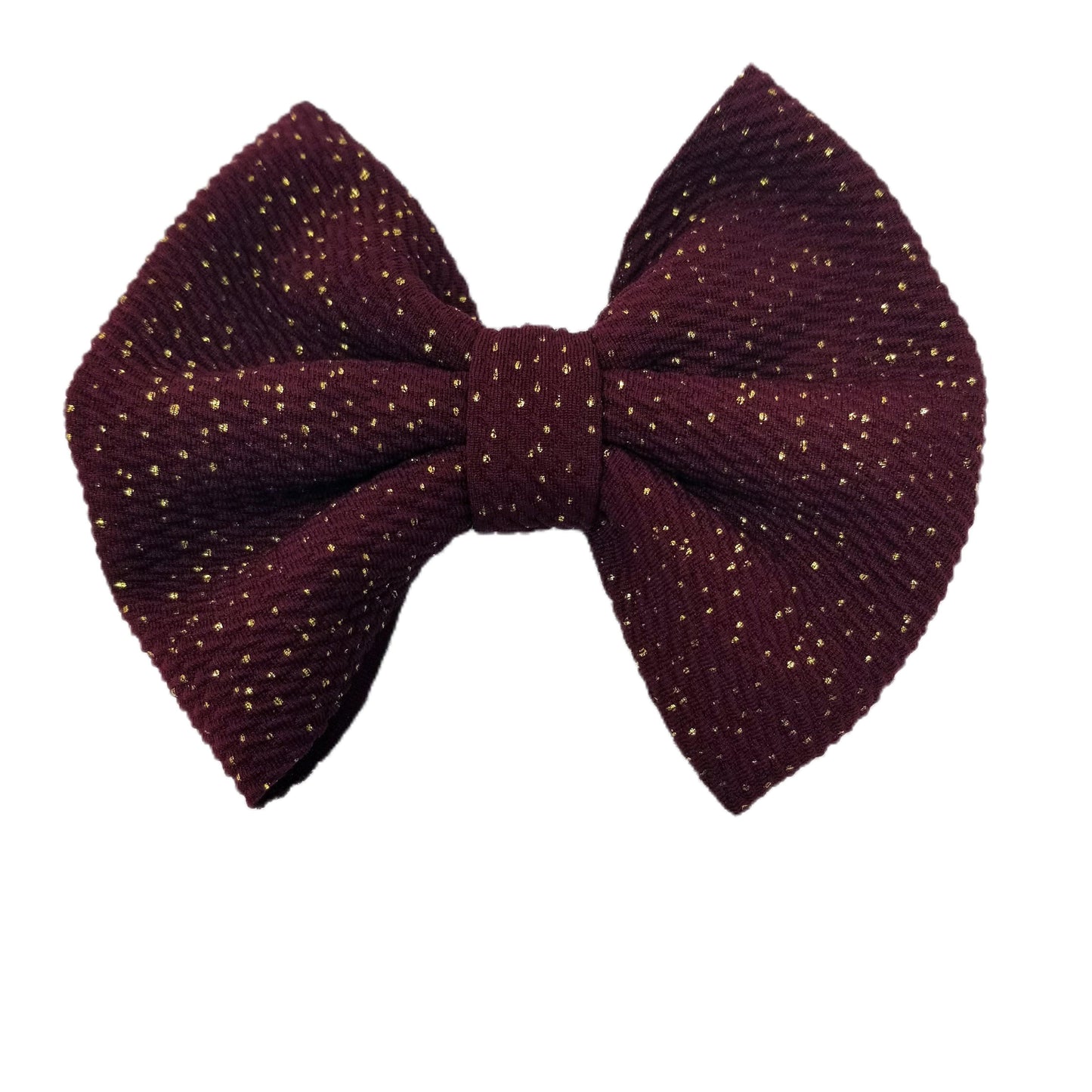 7 inch Gold-flecked Burgundy Fabric Bow