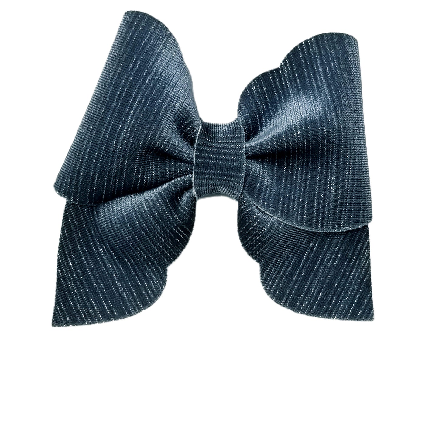 Dusty Blue Glitter Infused Velvet Scalloped Siren Bow 3.5"