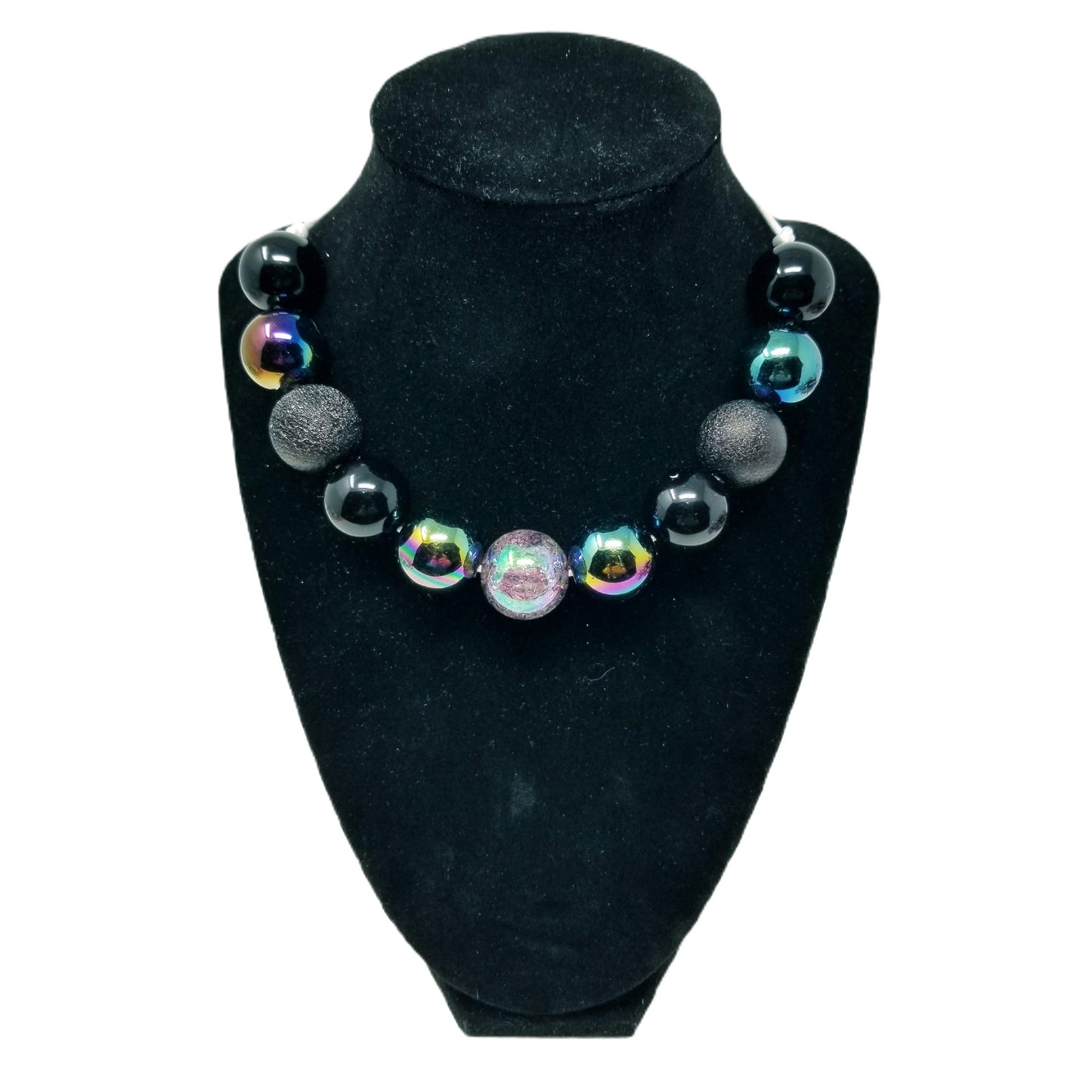 Black and Pewter Bubblegum Necklace