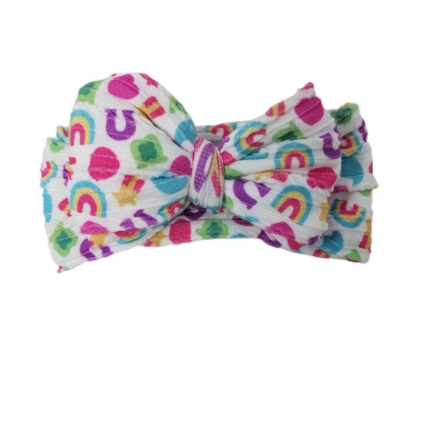 Lucky Charms Braid Knit Bow Headwrap 4"