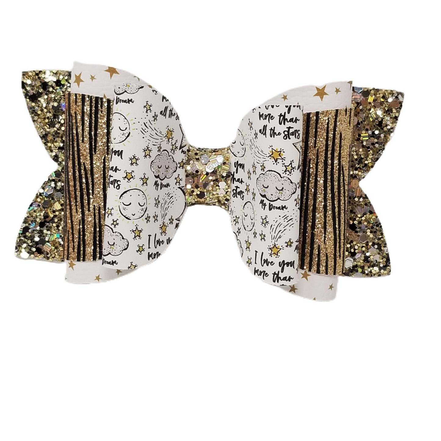 I Love You More Than All the Stars Dressed-up Double Diva Bow 5"