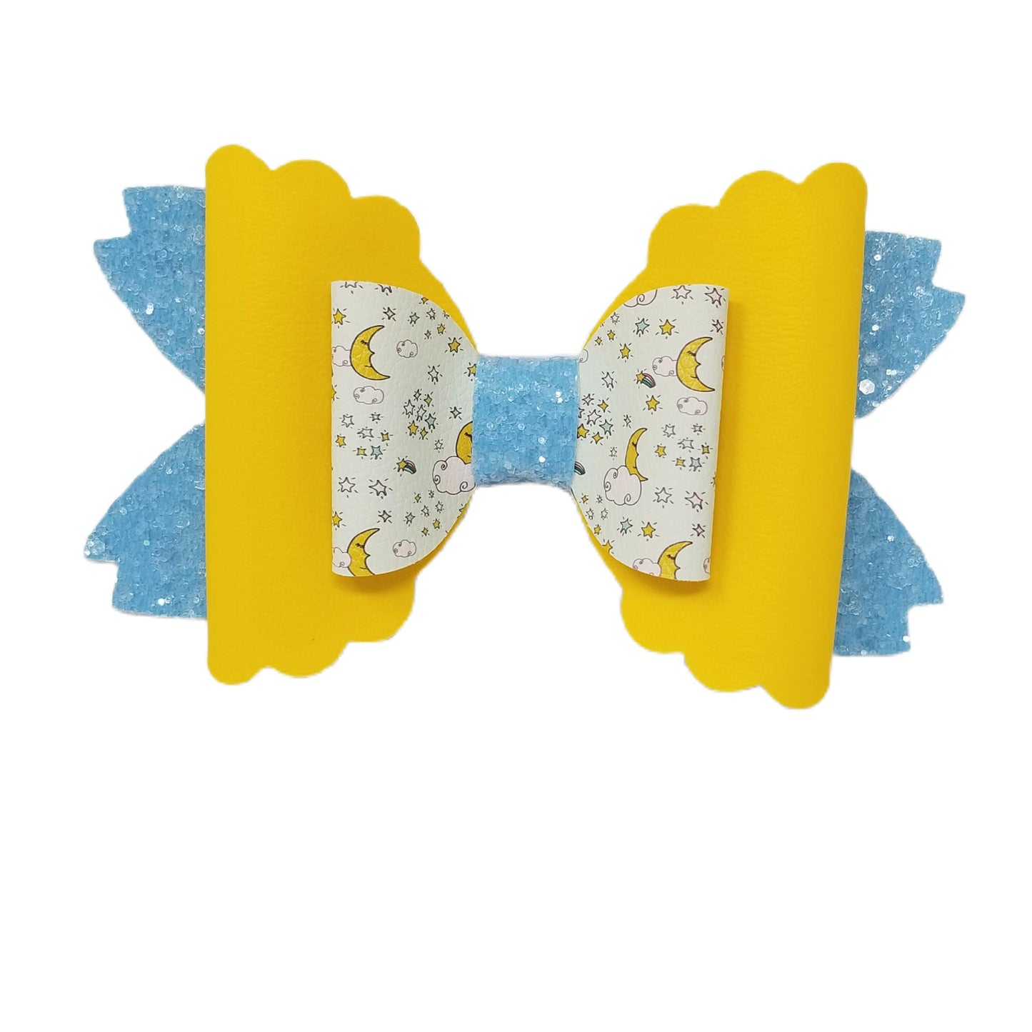 Mr. Moon Double Scalloped Daisy Bow 6"