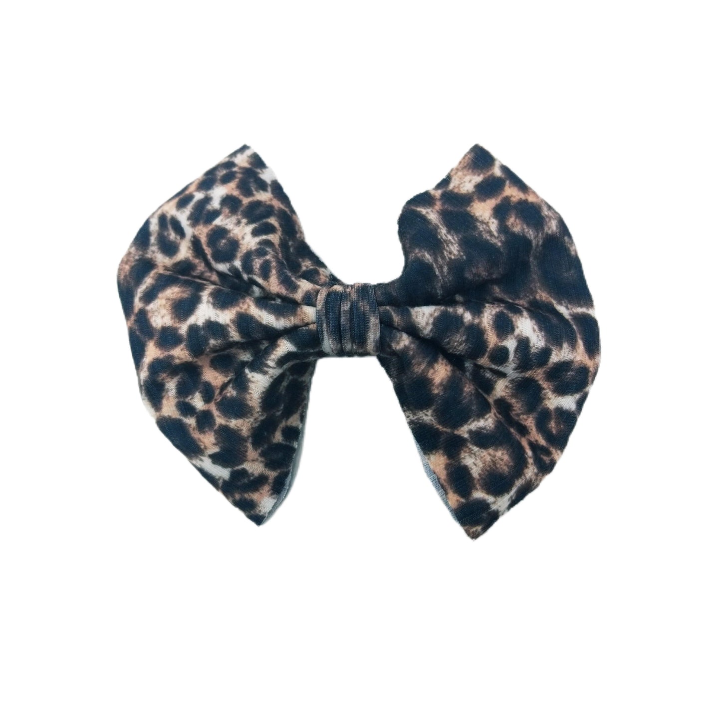 5 inch Leopard Rib Knit Fabric Bow