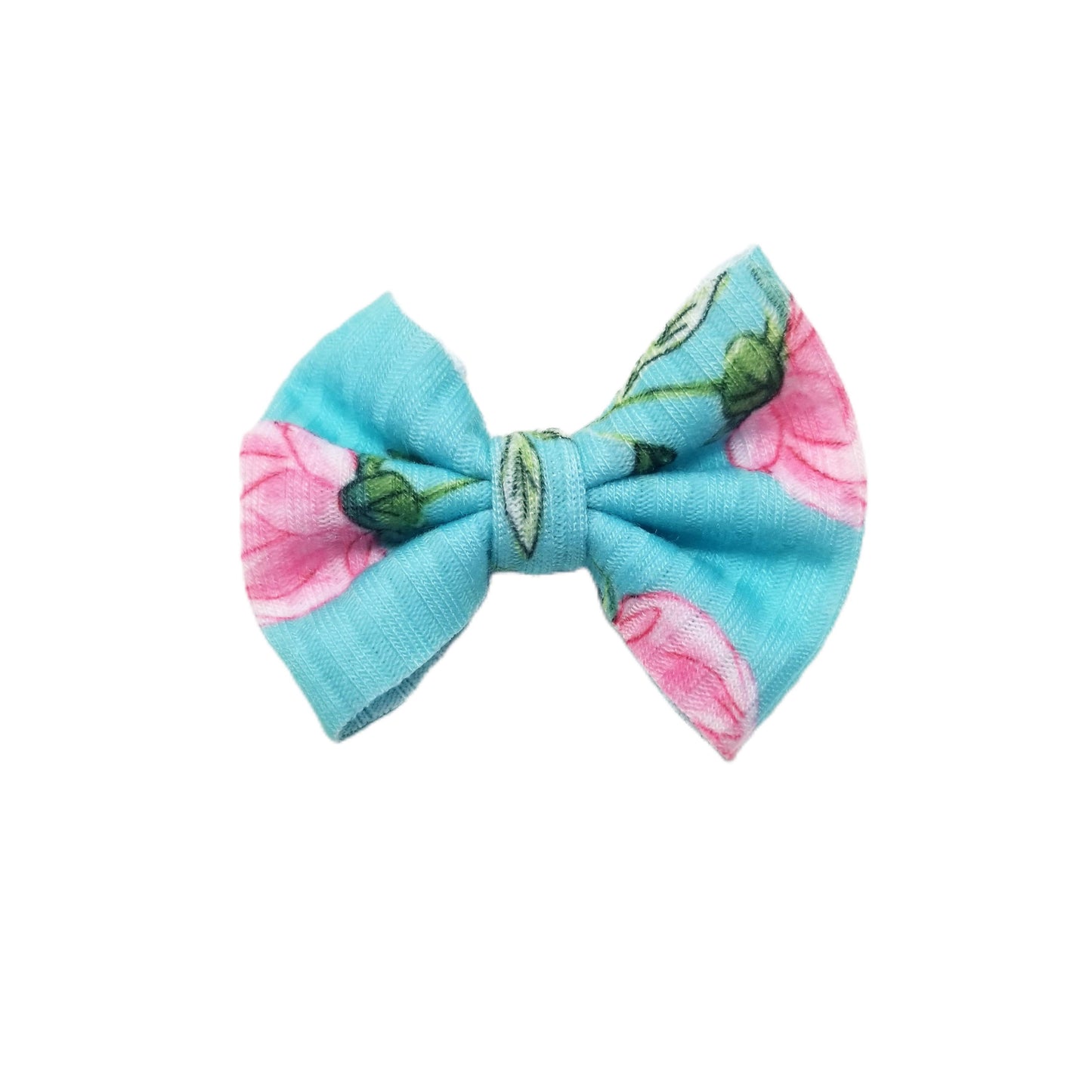 Budding Floral Rib Knit Fabric Bow 2" (pair)