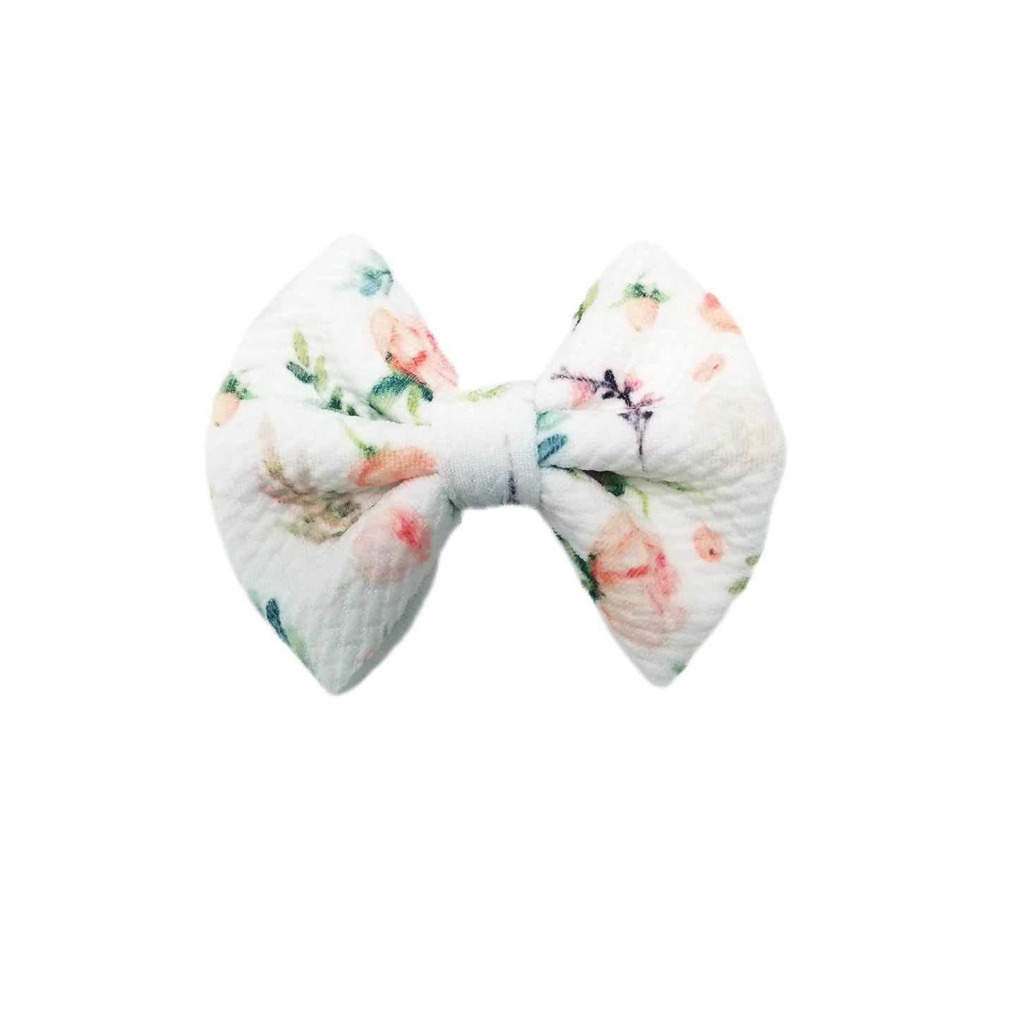 Petite Pink Roses Fabric Bow 3"