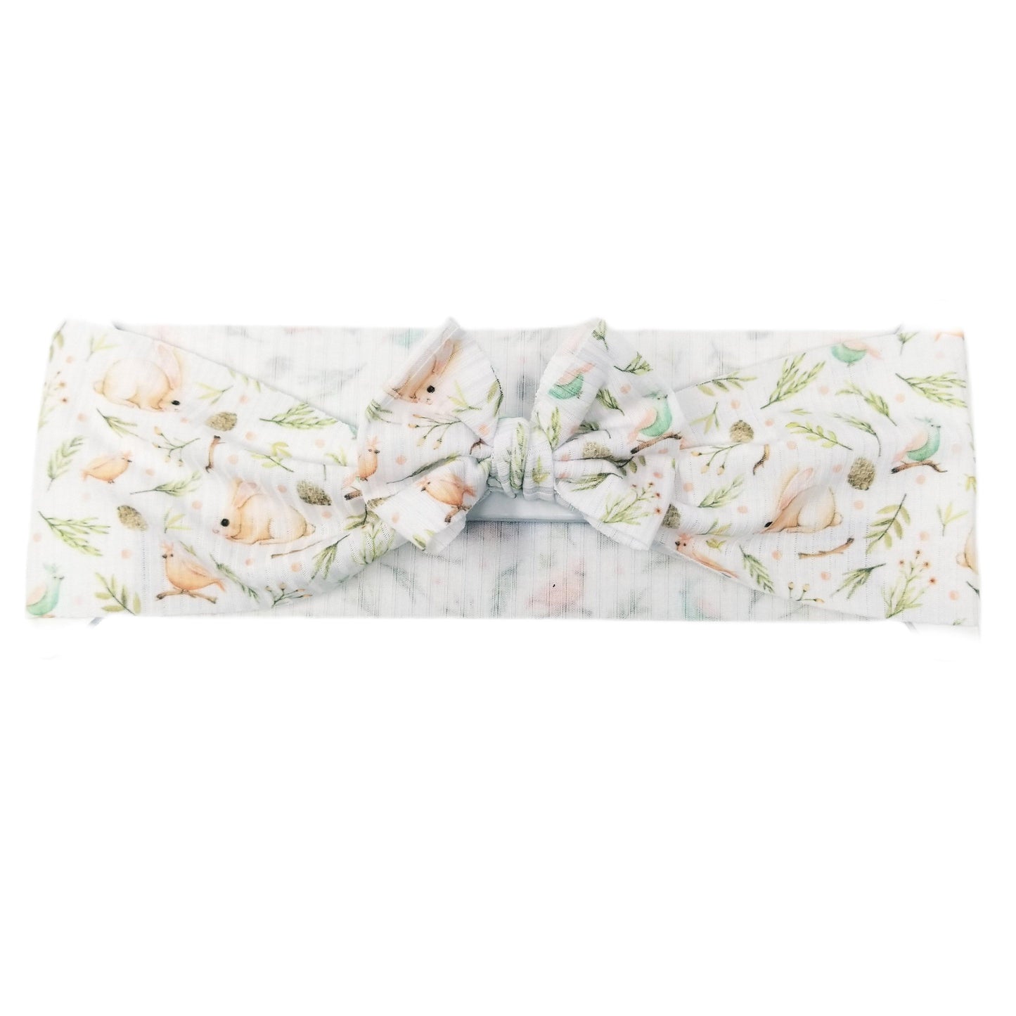 3 inch Sage Bunnies Rib Knit Fabric Bow Headwrap