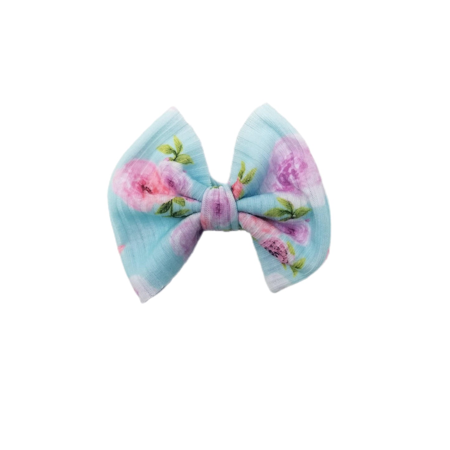 Tea Party Rib Knit Fabric Bow 3"