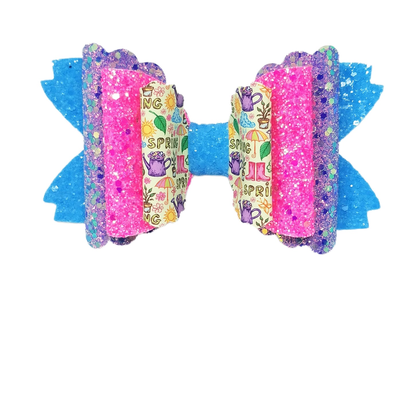 Spring Garden Triple Scalloped Daisy Bow 6"