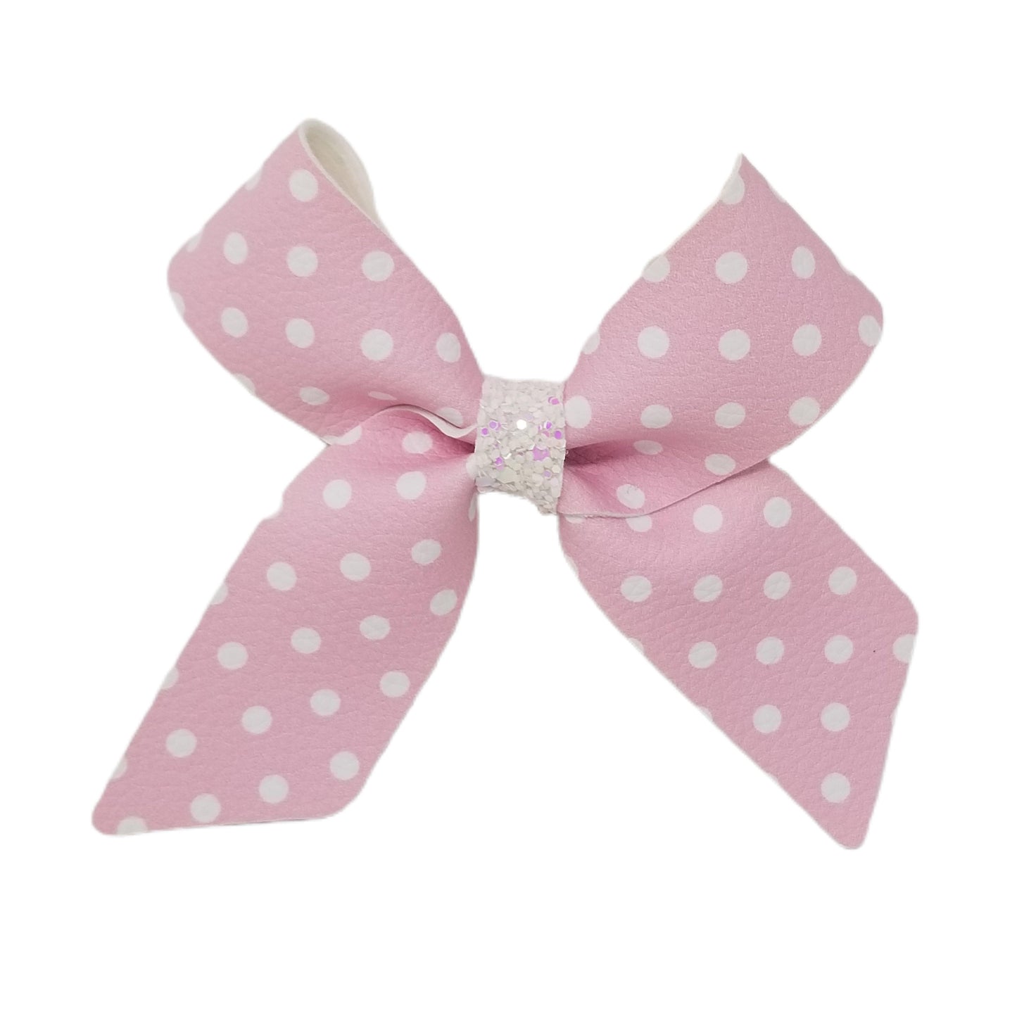 White Polka-dot on Pink Blakely Bow 4"