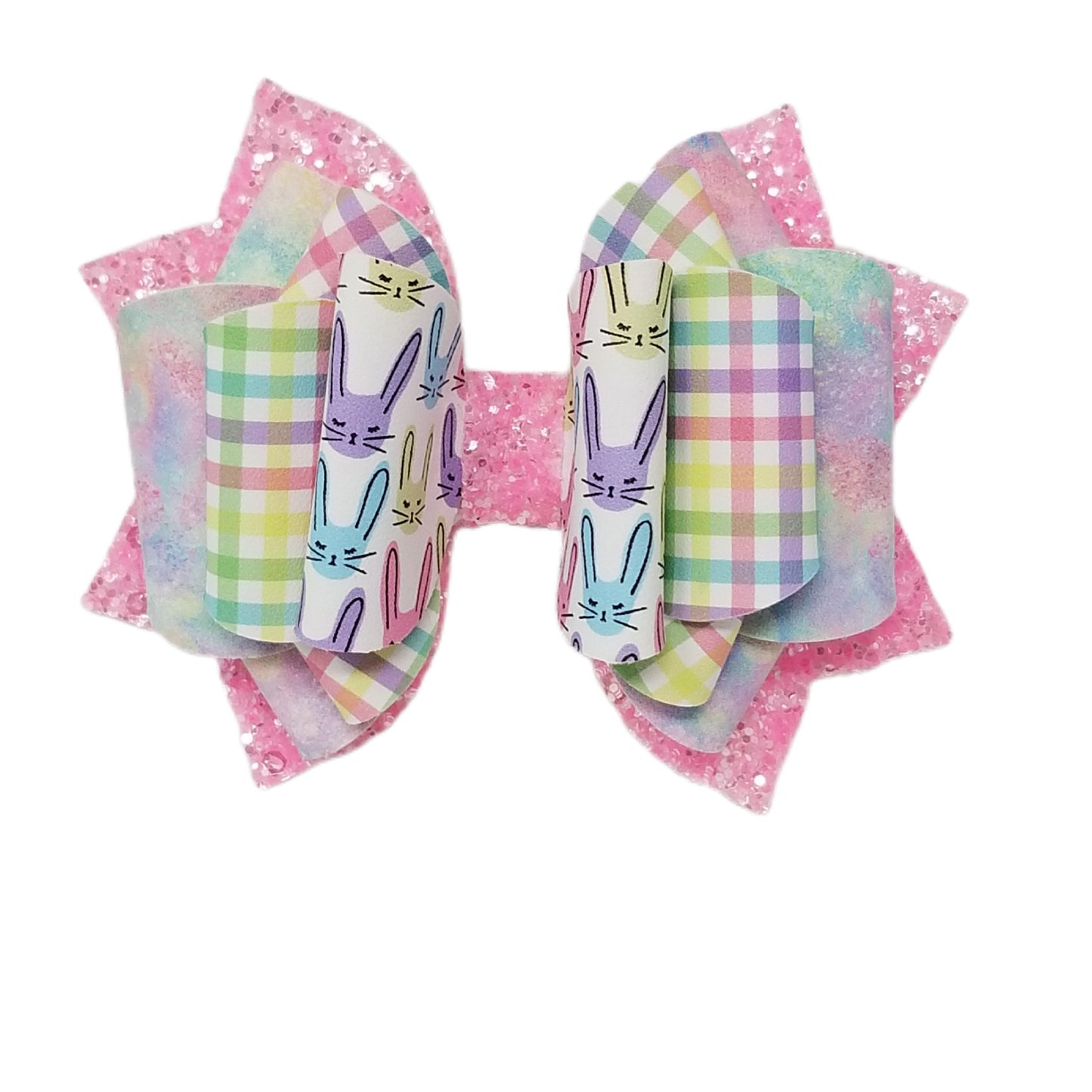 Pastel Bunnies Double Franchi Elegant Bow 4"