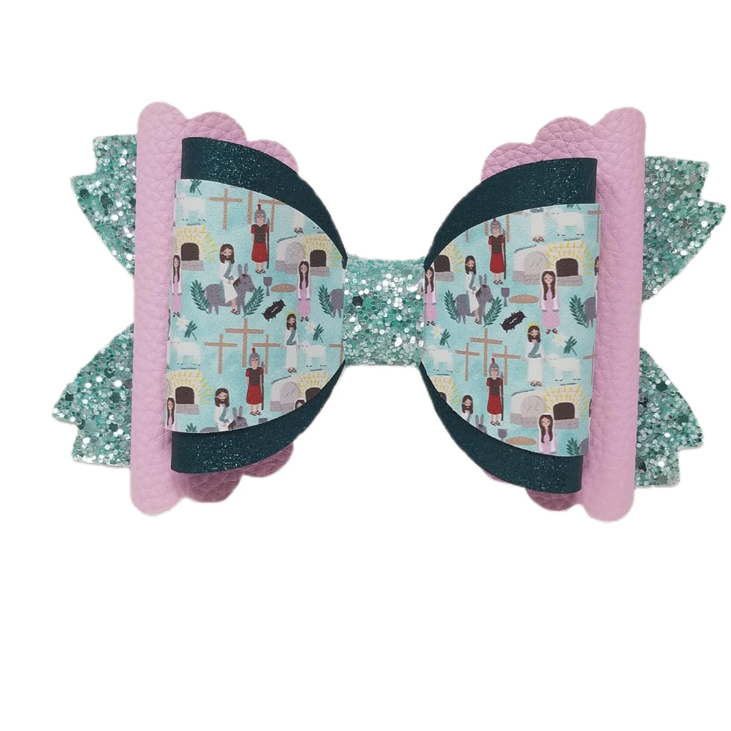 Resurrection Dressed-up Double Scalloped Daisy Bow 6"