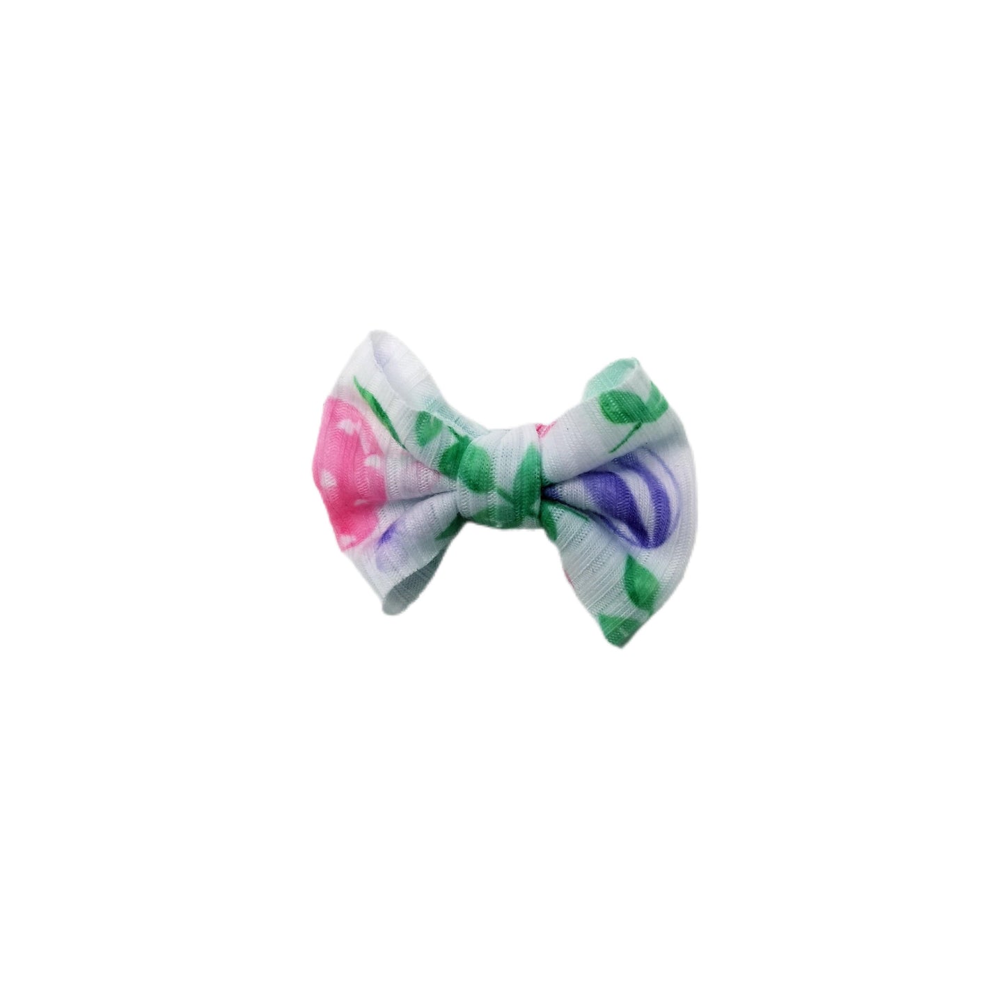 Pink & Purple Eggs Rib Knit Fabric Bow 2" (pair)