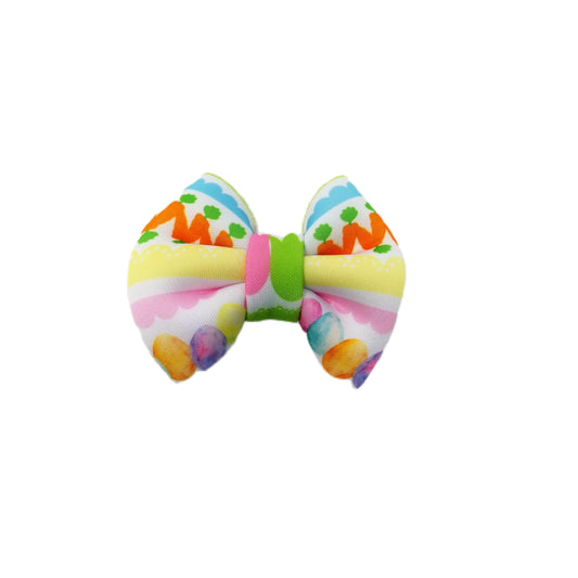 Easter Stripe Puffy Fabric Bow 3"