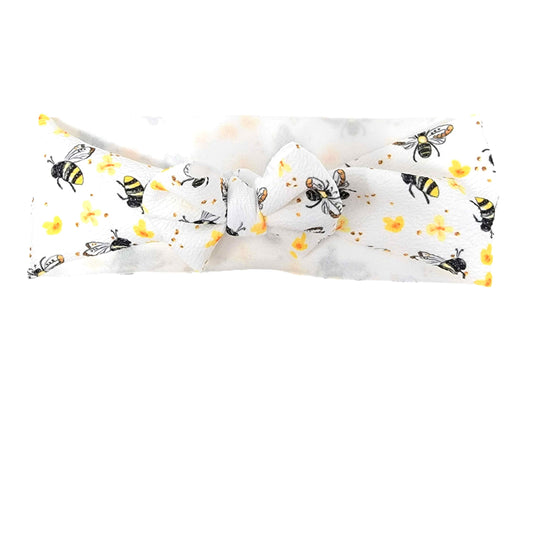Honeybees Puffy Fabric Bow Headwrap 3"
