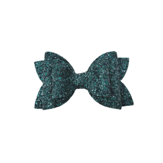 Forest Green Glitter Double Diva Bow 5"