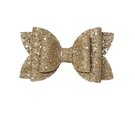 Gold Glitter Double Diva Bow 5"