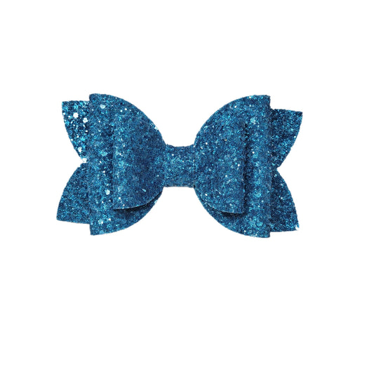 Teal Glitter Double Diva Bow 5"