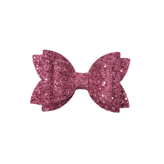 Pink Glitter Double Diva Bow 5"