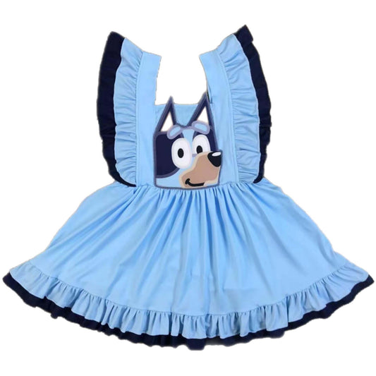 Blue Dog Ruffled Dress