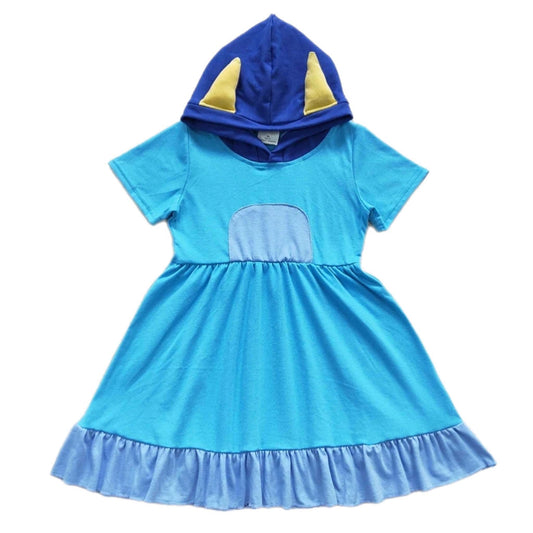 Blue Dog Hooded Dress