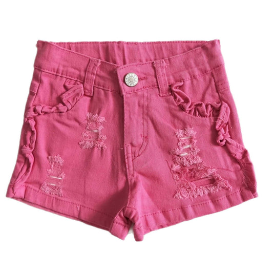 Barbie Pink Ruffled Distressed Shorts