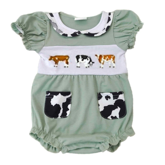 Three Cows Sage Pocketed Romper
