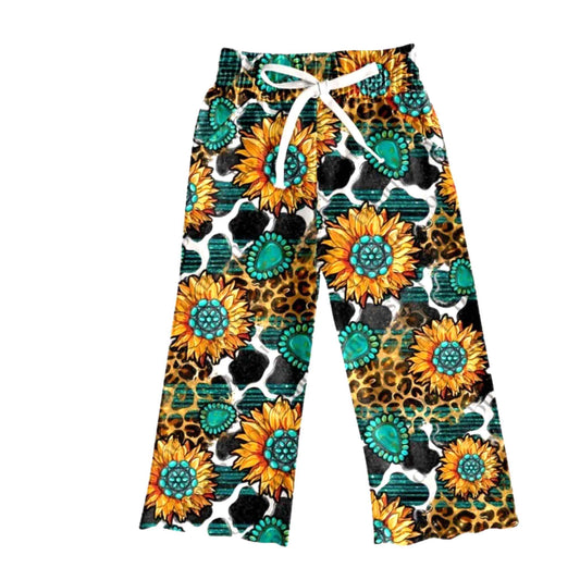Cow & Leopard Print Sunflower Straight-leg Pants
