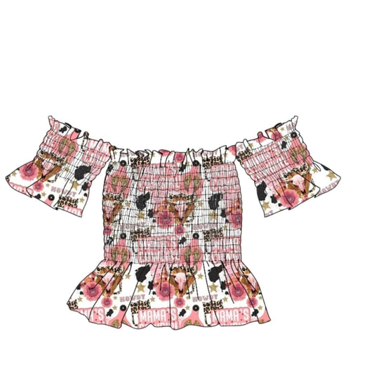 Mama's Cowgirl Smocked Top