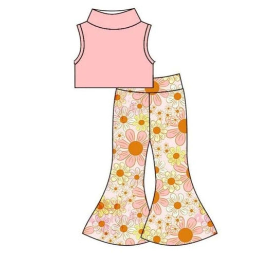 Retro Floral Bell-bottom Pants Set