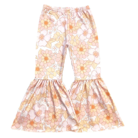 Pale Floral Bell-bottom Pants