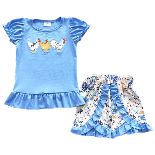 Three Chickens Floral Shorts Set