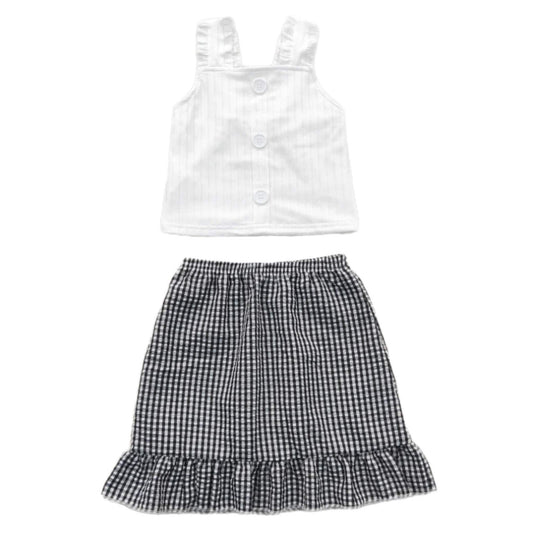 Black & White Gingham Skirt Set