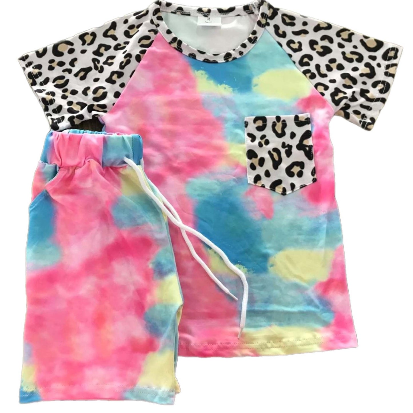 Leopard Color Melt Shorts Set