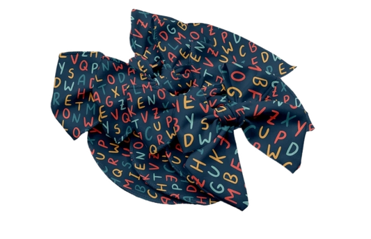 Multi-letters on Navy Fabric Bow