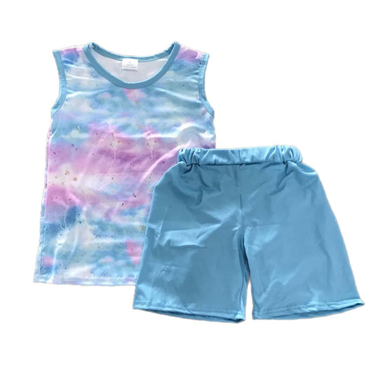 Blue & Pink Shorts Set