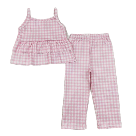 Pink Gingham Pants Set