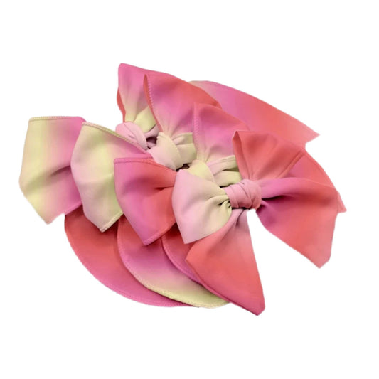 Coral and Yellow Ombre Fabric Bow