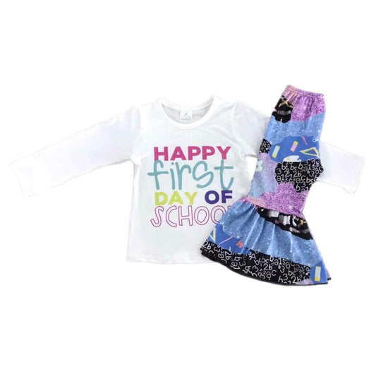 Happy First Day of School Bell-bottom Pants Set