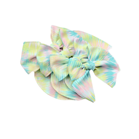 Neon Pastel Tie-dye Swirls Fabric Bow