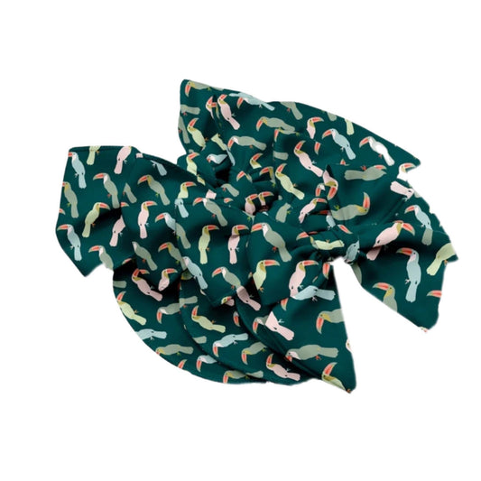 Toucans on Teal Fabric Bow