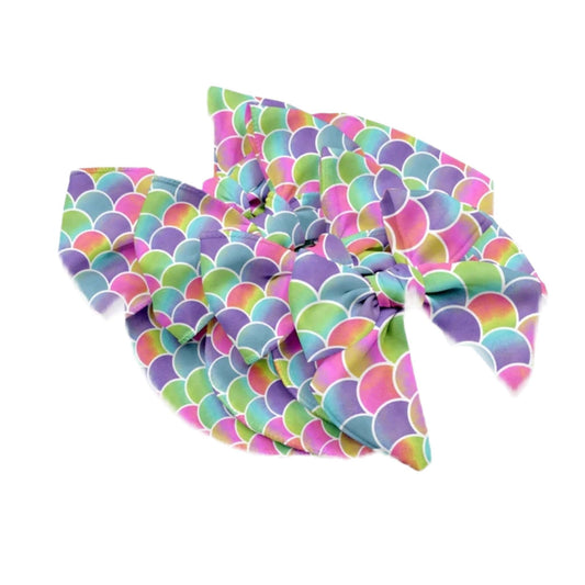 Rainbow Ombre Scales Fabric Bow